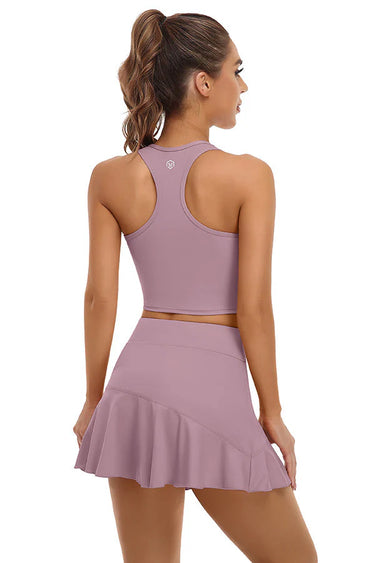Purple 2-Piece Tennis Dress for Women with Shorts and Pockets – Golf & Workout Outfit